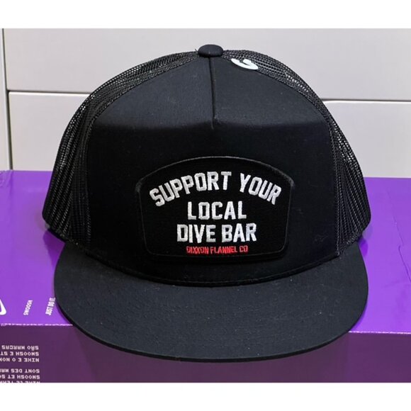 Dixxon Flannel Co Local Dive Bar Black A Frame Trucker Snapback Cap Hat OSFM New - Picture 1 of 6